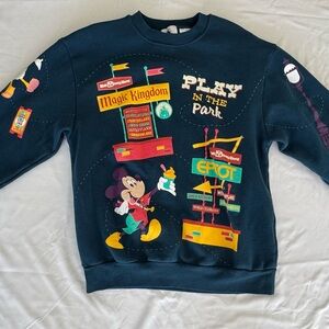 Disney Mickey & Friends Play In The Park Crew Neck Pullover Sweatshirt Small